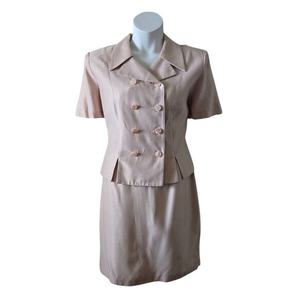 Vintage Lois Snyder Dani Max Blush Pink Two-Piece Jacket Skirt Set. Plus Size 16 - Picture 1 of 9